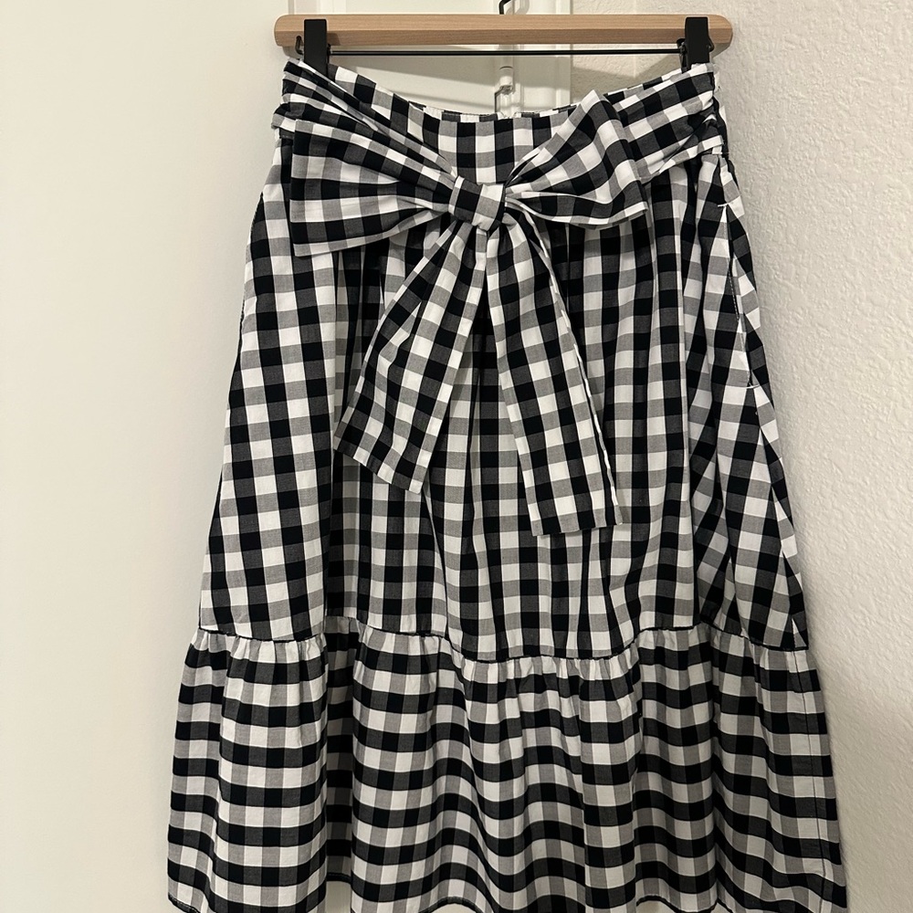 J. Crew Black and White Gingham A-Line Skirt